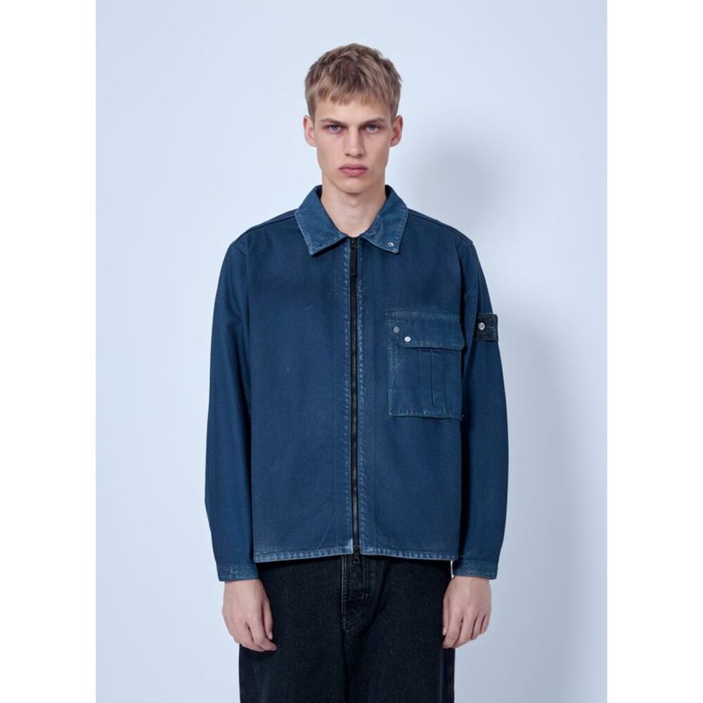 Stone Island Men Zip-Front Overshirt With Patch Pocket